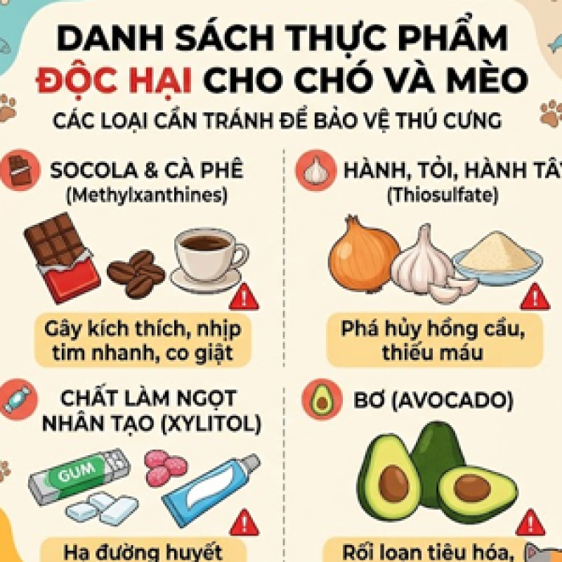 Thực phẩm nào độc hại cho chó mèo