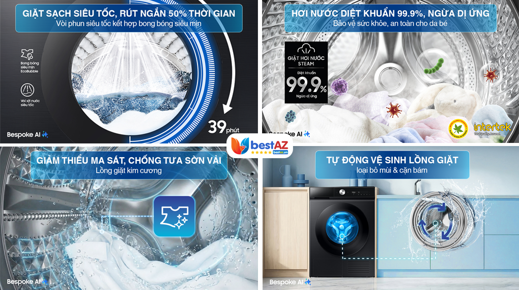 Cách sử dụng máy giặt Samsung Bespoke AI EcoBubble Inverter 10 kg WW10DB7U34GBSV