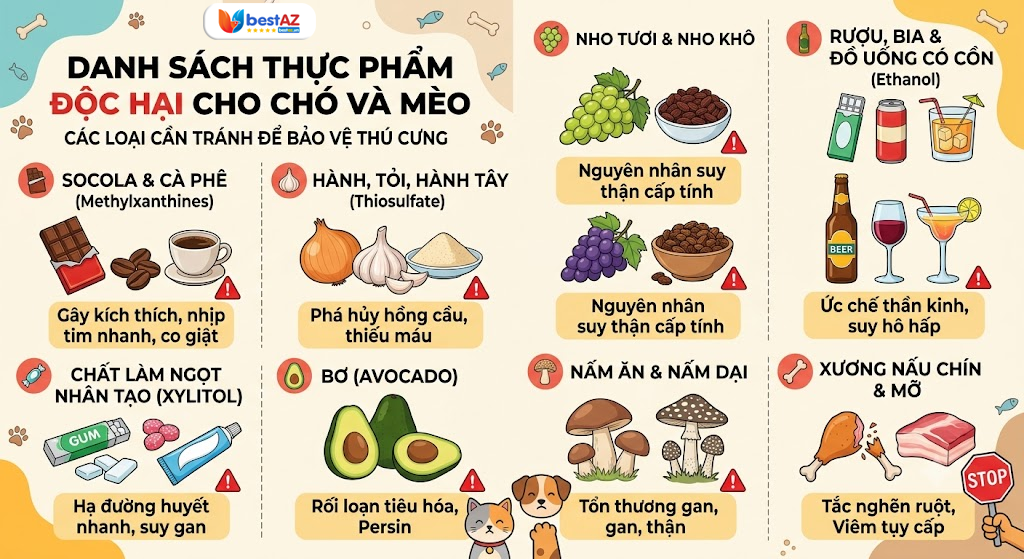 Thwujc phẩm cần tránh cho chó mèo